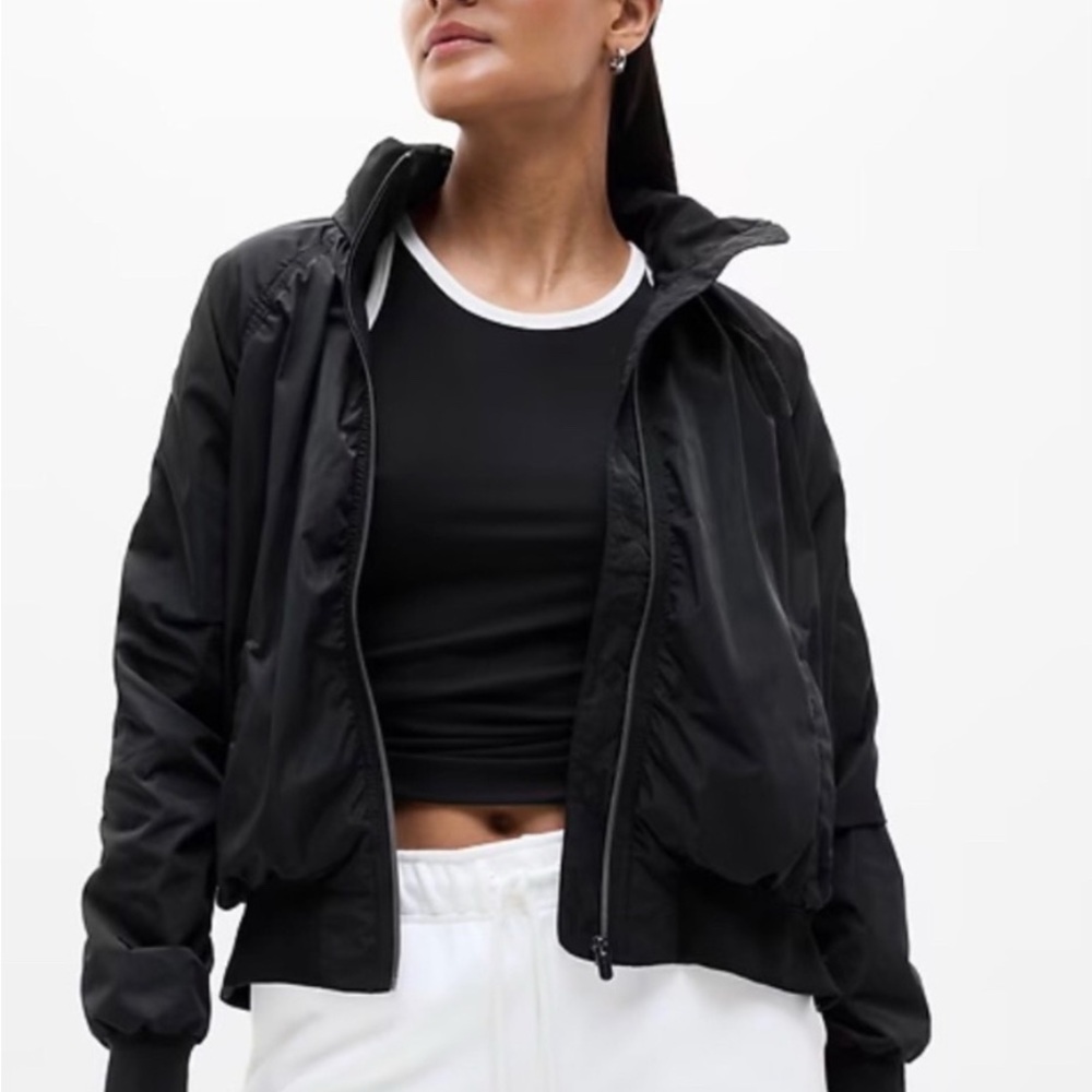 Athleta Jetset black Bomber Jacket